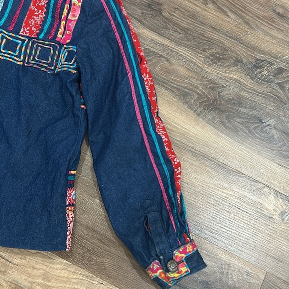Madison Studio embroidered jacket 100% Cotton button up multicolor look size S - Picture 13 of 16